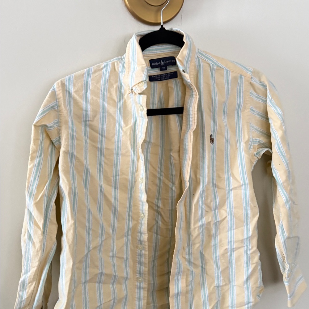 Blue label Ralph Lauren boys Cream and Blue Striped Shirt